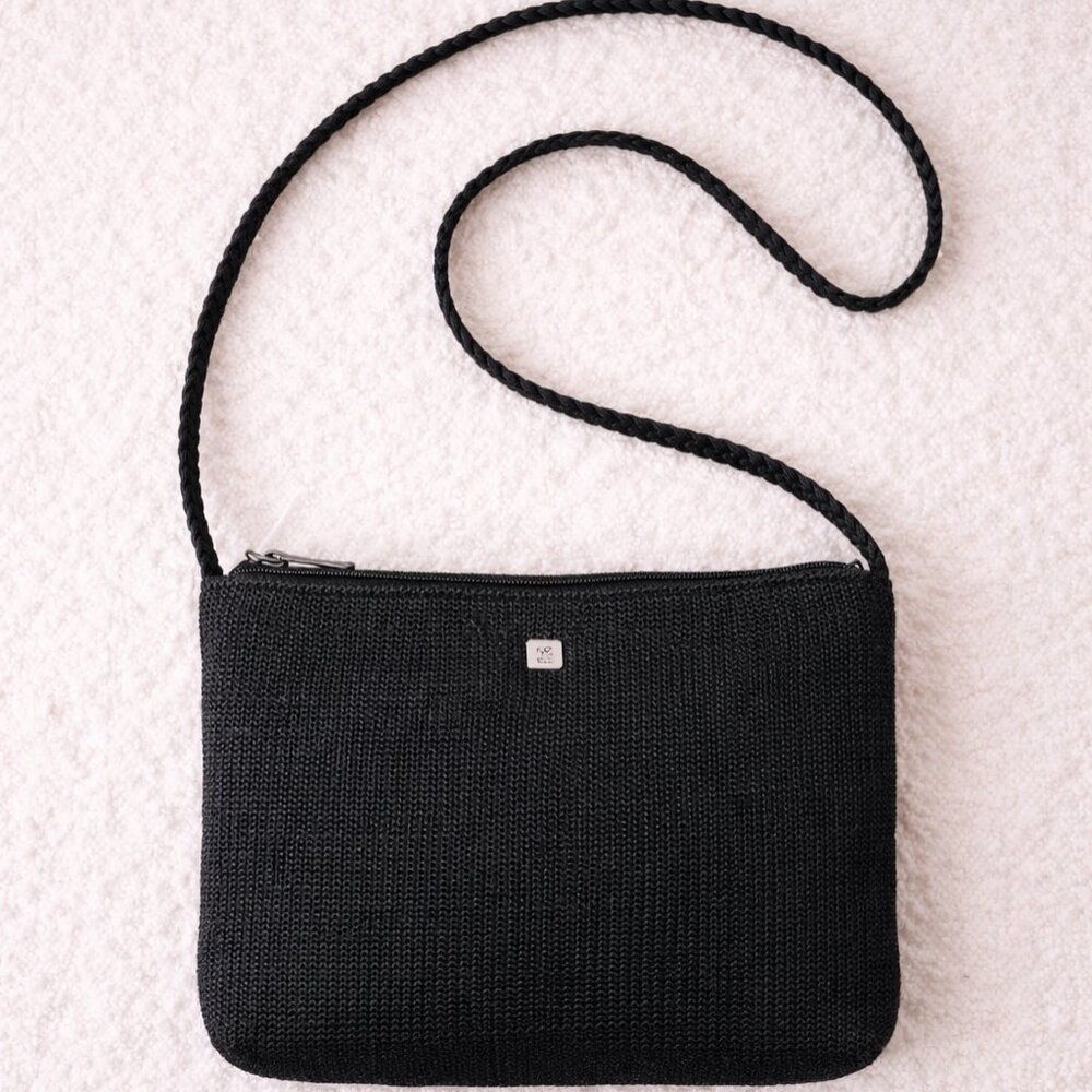 Lina Black Woven Crossbody Bag Braided Strap Lightweight